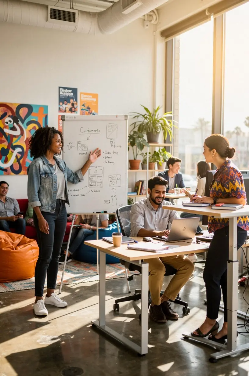 Illustration of interconnected software icons representing automated workflow integration in a professional setting.